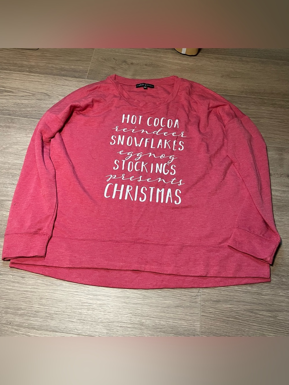 State of Mine Holiday Red Crewneck Sweater with Christmas Text Women’s XL Cozy